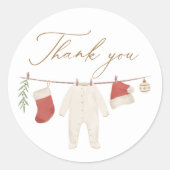 Winter Kerst Baby Kleding Baby shower Ronde Sticker (Voorkant)