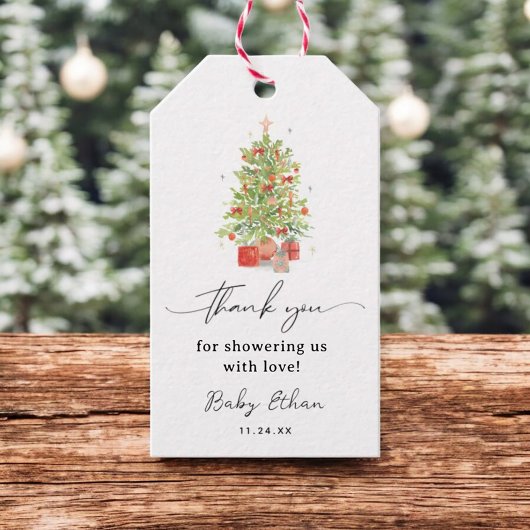 Winter Kerst Baby Shower Bedank Favoriet Cadeaulabel