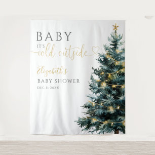 Winter Kerst Baby Shower Foto Achtergrond Wandkleed