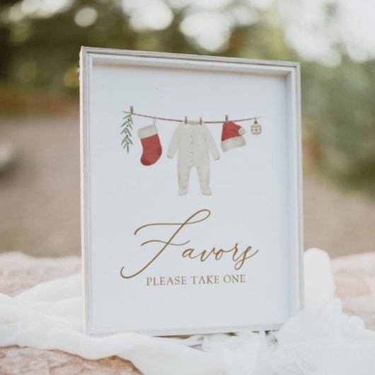 Winter Kerst Baby shower gunsten teken Poster