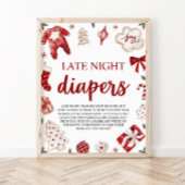 Winter Kerst Baby shower Late Night Luiers Poster