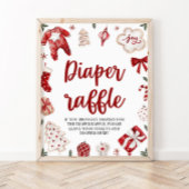 Winter Kerst Baby shower Luier Raffle teken Poster