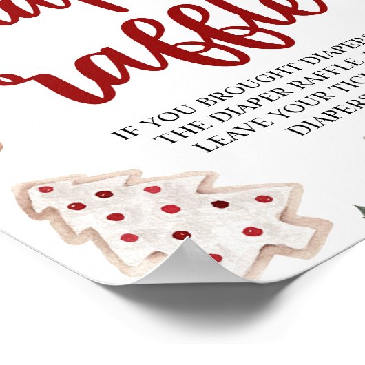 Winter Kerst Baby shower Luier Raffle teken Poster (Hoek)