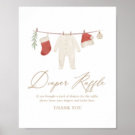 Winter Kerst Baby shower Luier Raffle teken Poster (Voorkant)