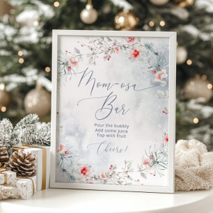 Winter Kerst baby shower moeder-osa bar Poster