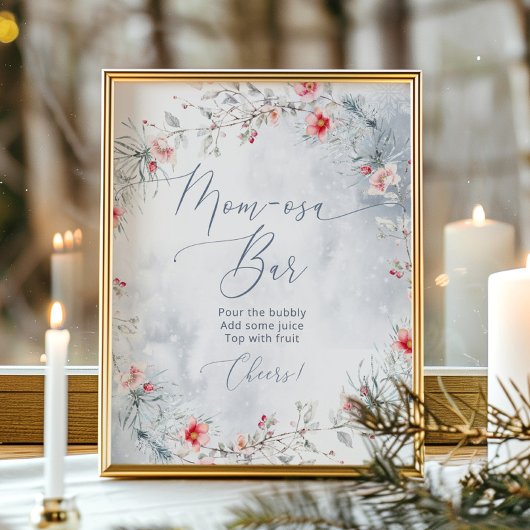Winter Kerst baby shower moeder-osa bar Poster