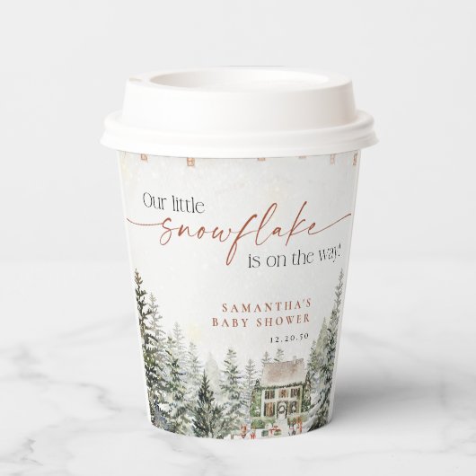 Winter Kerst Baby shower Papieren beker (Achterkant)