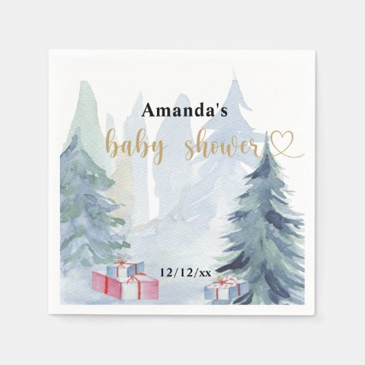 Winter kerst - Baby shower Servet (Voorkant)