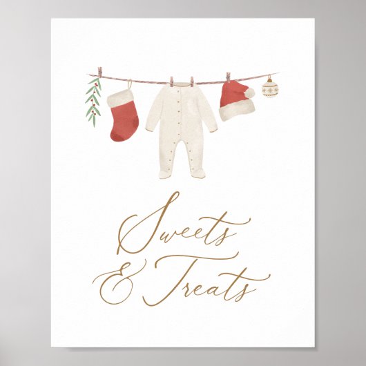 Winter Kerst Baby shower Snoep en traktaties Poster (Voorkant)