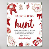 Winter Kerst Baby sok Hunt Baby shower spel Poster (Voorkant)
