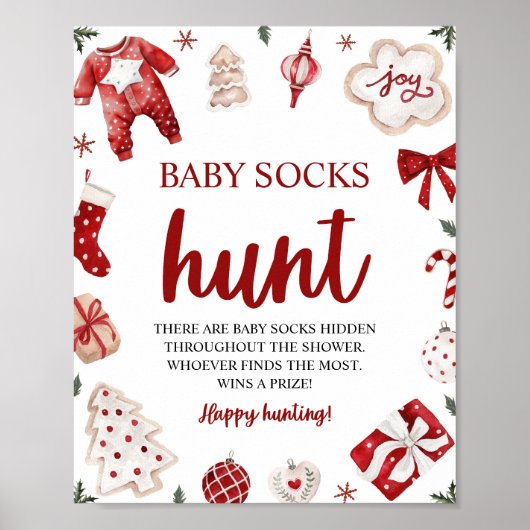 Winter Kerst Baby sok Hunt Baby shower spel Poster (Voorkant)