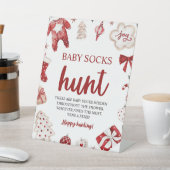 Winter Kerst Baby sok Hunt Baby shower spel Reclamebord Met Voetstuk (Insitu)