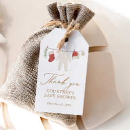 Winter Kerst Babykleren Baby Shower Cadeaulabel