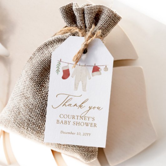 Winter Kerst Babykleren Baby Shower Cadeaulabel