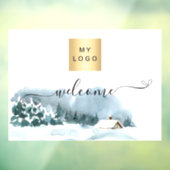 Winter kerst bedrijfslogo welkom raamsticker (Vel 3)