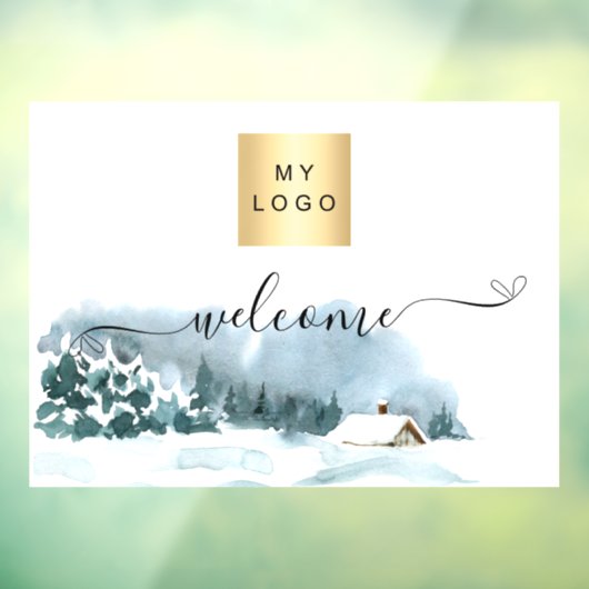 Winter kerst bedrijfslogo welkom  raamsticker (Vel 3)