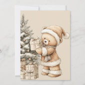 Winter Kerst Beige Teddybeer Babyshower Kaart (Achterkant)