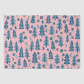 Winter Kerst Blau Roze Boom Patroon Kerstmis Tissuepapier (Voorkant)