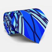 Winter Kerst Blauw Fractal Snowflake Star Party Stropdas (Opgerold)