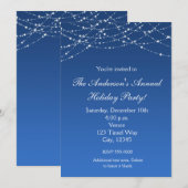 Winter Kerst Blauw Glitter Elegante Uitnodiging (Voorkant / Achterkant)
