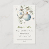 Winter Kerst Blauwe Luier Raffle Baby shower Informatiekaartje (Voorkant)