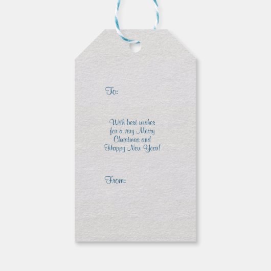 Winter Kerst Blauwe Sokken Bessen Cadeaulabel (Achterkant)