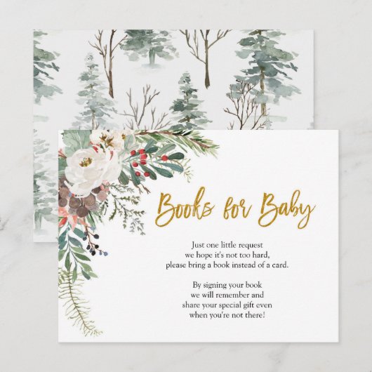 Winter Kerst Bloem Boeken voor Baby Uitnodiging Briefkaart (Voorkant / Achterkant)
