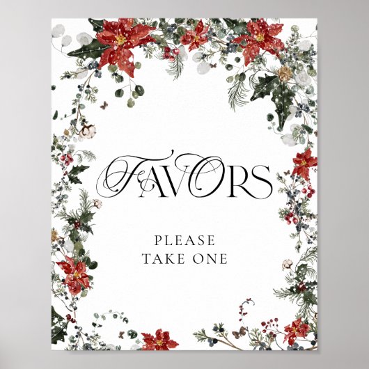 Winter Kerst Bloemen Favorieten Neem er alsjeblief Poster (Voorkant)
