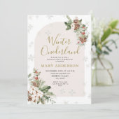 Winter Kerst Bloemen Onederland 1e verjaardag Kaart (Staand voorkant)