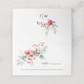 Winter Kerst Bloemen Waterverf Bruiloft Plaatskaartje (Buitenkant ongevouwen)