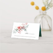 Winter Kerst Bloemen Waterverf Bruiloft Plaatskaartje (Voorkant)