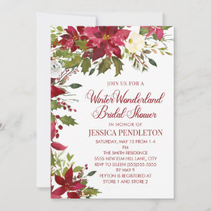 Winter Kerst Bruiloft Brunch Rode Poinsettia's Kaart