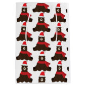 Winter Kerst Bruine Beer Middenformaat Geschenkzak Medium Cadeauzakje (Voorkant)