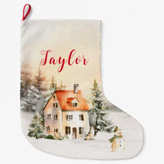 Winter Kerst Cottage Grote Kerstsok (Voorkant)
