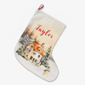 Winter Kerst Cottage Grote Kerstsok (Voorkant (Hangend))