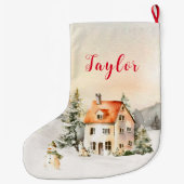 Winter Kerst Cottage Grote Kerstsok (Achterkant)