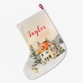 Winter Kerst Cottage Grote Kerstsok (Achterkant (Hangend))