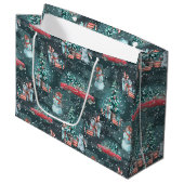 Winter Kerst Cozy Middelgrote Cadeautas (Voorkant Gekanteld)