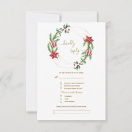 Winter Kerst Dennenappels Kerstballen Trouwen  RSVP Kaartje