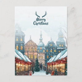 Winter kerst dorp briefkaart