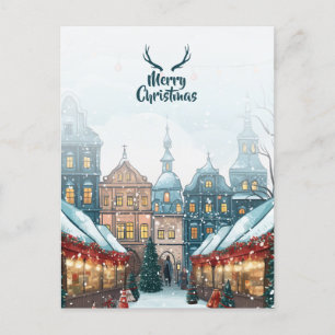 Winter kerst dorp briefkaart