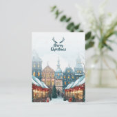 Winter kerst dorp briefkaart (Staand voorkant)