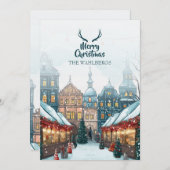 Winter kerst dorp feestdagenkaart (Voorkant / Achterkant)