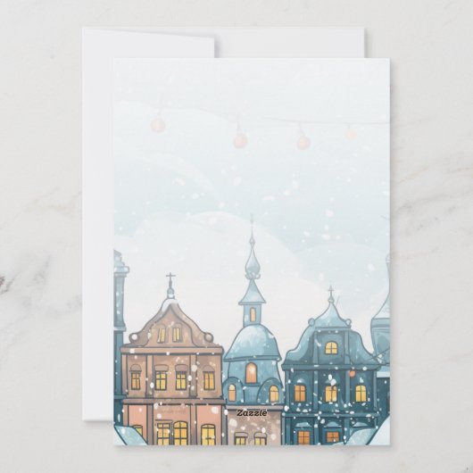 Winter kerst dorp feestdagenkaart (Achterkant)