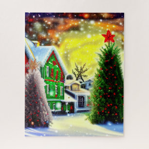 Winter Kerst Dorps Scene Legpuzzel