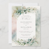 Winter Kerst Droomachtige Waterverf Elegante Trouw Kaart (Voorkant)