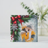 Winter kerst evergreen rand feestdagenkaart (Staand voorkant)