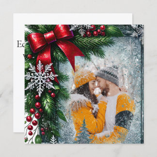 Winter kerst evergreen rand feestdagenkaart