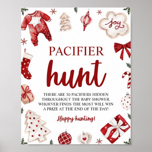 Winter Kerst Fopspeen Hunt Baby shower spel Poster (Voorkant)