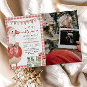 Winter Kerst Gekke Gans Baby shower Foto Kaart